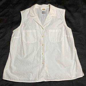 Talbots | Sleeveless button-down blouse, white, LP